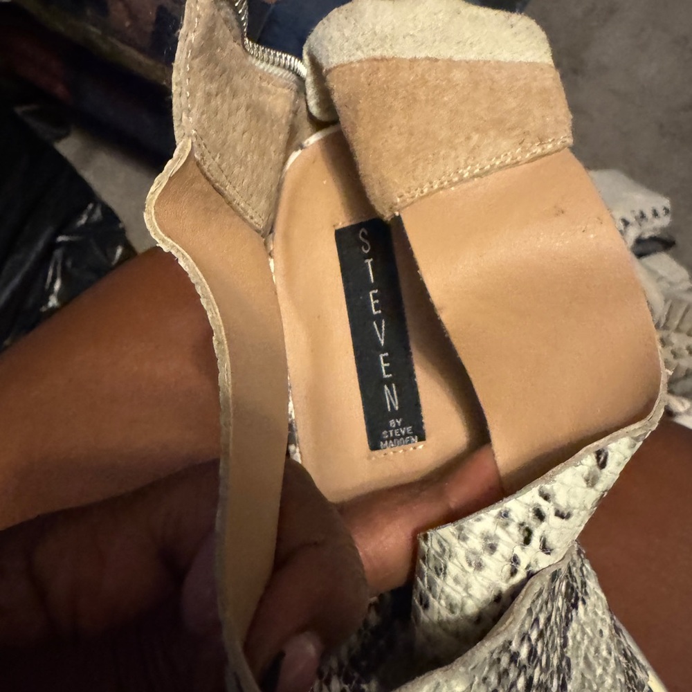 Steven by Steve Madden Women's Cream Snakeskin Heels